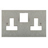 Horizon Square Switched Socket Outlet 2 gang 13 amp (plate only) Satin Stainless Steel
