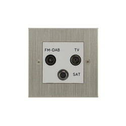 Horizon Square TV Socket 1 gang television, satellite and FM socket Satin Nickel