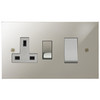 Horizon Square Cooker Switch 1 gang 45 amp cooker with switch socket outlet Polished Nickel