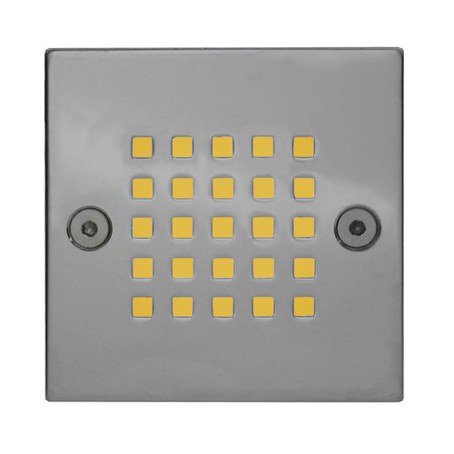 Super Mesh Low Level Recessed Wall Light 24V Polished Chrome / Frosted Glass Amber