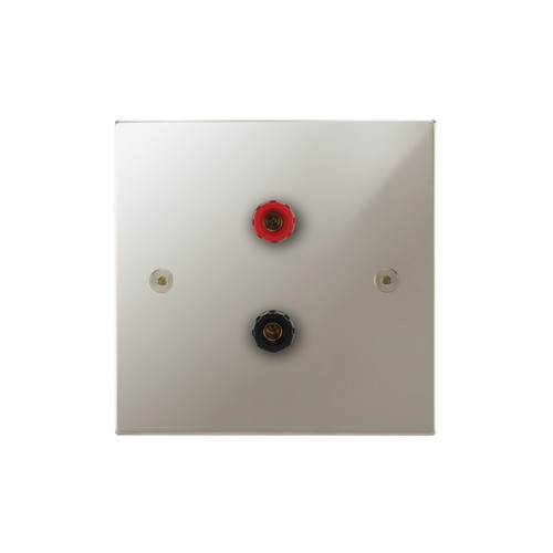Horizon Square Speaker Socket 1 gang speaker socket Polished Nickel