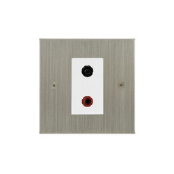 Horizon Square Speaker Socket 1 gang speaker socket Satin Nickel