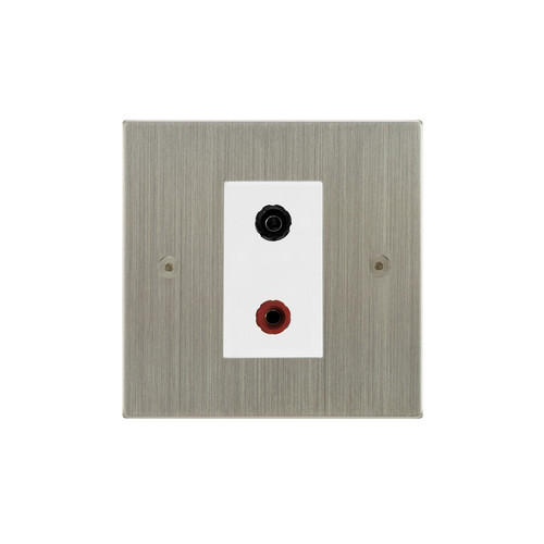 Horizon Square Speaker Socket 1 gang speaker socket Satin Nickel