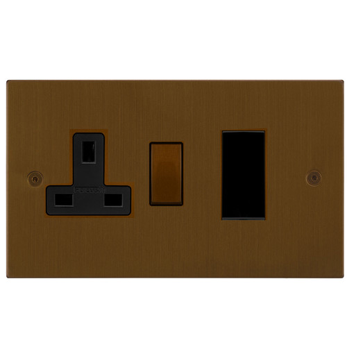 Horizon Square Cooker Switch 1 gang 45 amp and 13 amp switched socket outlet Antique Bronze