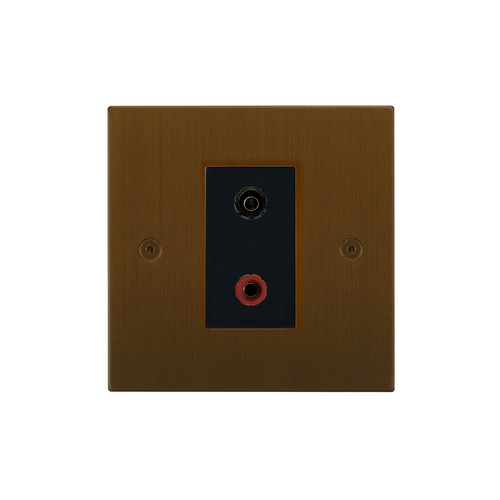Horizon Square Speaker Socket 1 gang Antique Bronze