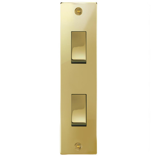 Horizon Square Architrave Switch 2 gang Polished Brass