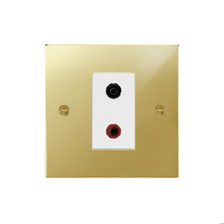 Horizon Square Speaker Socket 1 gang speaker socket Polished Brass