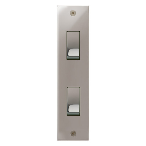 Horizon Square Architrave Switch 2 gang rocker Polished Stainless Steel