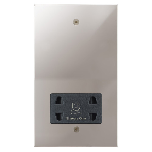 Horizon Square Shaver Socket 1 gang Polished Chrome / Black Insert