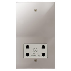 Horizon Square Shaver Socket 1 gang Polished Chrome / White Insert