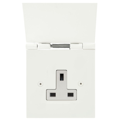 Horizon Square Floor Socket 1 gang 13 amp unswitched Primed White