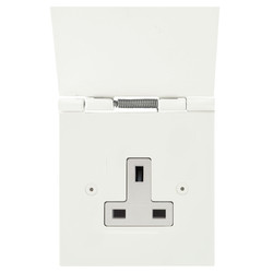 Horizon Square Floor Socket Paintable 1 gang 13 amp unswitched Primed White