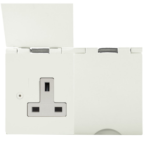 Horizon Square Floor Socket 2 gang 13 amp unswitched Primed White