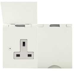 Horizon Square Floor Socket Paintable 2 gang 13 amp unswitched Primed White