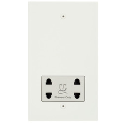 Horizon Square Shaver Socket Paintable 1 gang Primed White