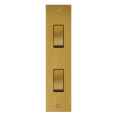 Horizon Square Architrave Switch 2 gang Satin Brass