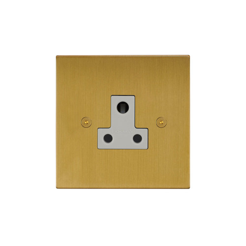 Horizon Square Socket 1 gang 5 amp unswitched socket outlet Satin Brass