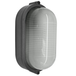 Oval Bulkhead Outdoor Garden Wall Light Dark Grey 100W