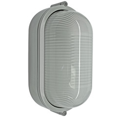 Oval Bulkhead Outdoor Garden Wall Light Silver 100W