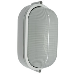 Oval Bulkhead Outdoor Garden Wall Light White 100W