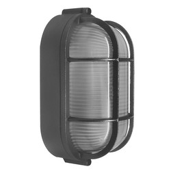 Oval Grill Bulkhead Outdoor Garden Wall Light Dark Grey 100W