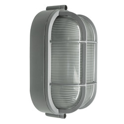 Oval Grill Bulkhead Outdoor Garden Wall Light Silver 100W