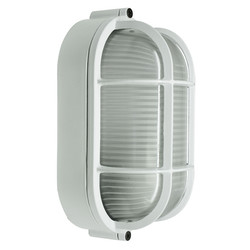 Oval Grill Bulkhead Outdoor Garden Wall Light White 100W