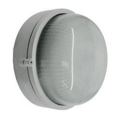 Round Bulkhead Outdoor Garden Wall Light Silver 100W