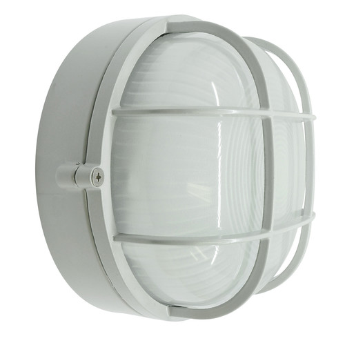 Round Grill Bulkhead Outdoor Garden Wall Light White 100W