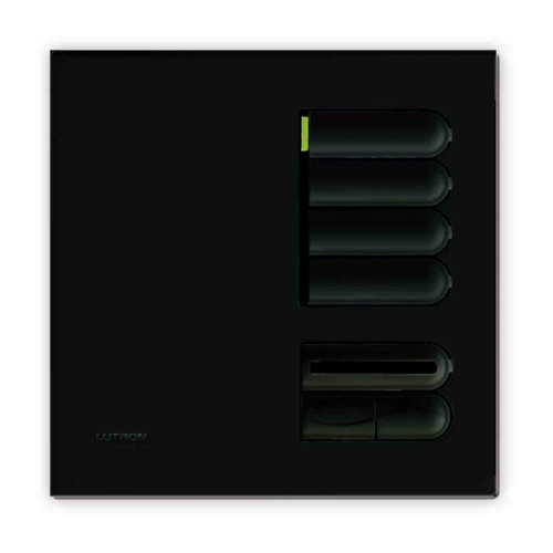 Lutron European Wall Switch Black 4 Button Dimmer