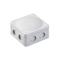 Waterproof Junction Box M20 with 5-Pole Terminals Block (85x85x51mm) 8 Way Threaded Membrane Entries Grey