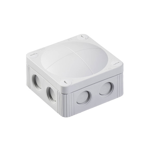 Waterproof Junction Box M20 with 5-Pole Terminals Block (85x85x51mm) 8 Way Threaded Membrane Entries Grey