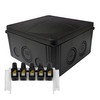Waterproof Junction Box M20 / M25 / M32 5-Pole Connector Block (140x140x82mm) 10 Way - Variable Knockouts Black