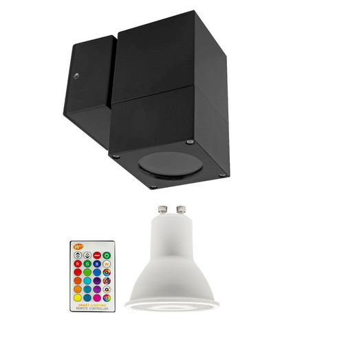 Happy Pillar Single Outdoor Wall Light Kit 240V RGB + 3000K Warm White 5W Black
