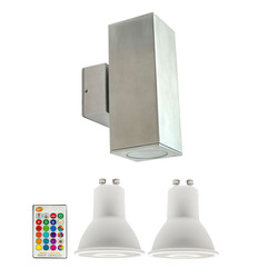 Happy Pillar Double Up and Down Outdoor Wall Light Kit 240V RGB + 3000K Warm White 2 x 5W Marine 316 Stainless Steel