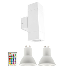 Happy Pillar Double Up and Down Outdoor Wall Light Kit 240V RGB + 3000K Warm White 2 x 5W White
