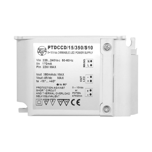 1-10V Dimmable LED Driver (Constant Current) White 15W 350mA