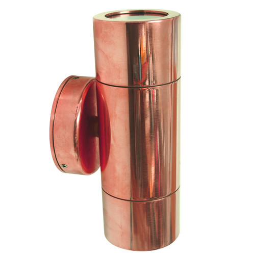 Smooth Pillar Up & Down Outdoor Garden Wall Light 240V Copper 2 x 35W