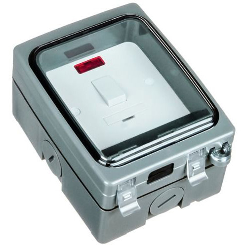 Weathersafe Vision Single Gang 13A Fused Spur 1 Gang Grey