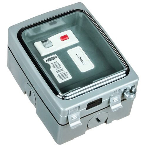 Weathersafe Vision Single Gang 13A RCD Fused Spur 1 Gang Grey