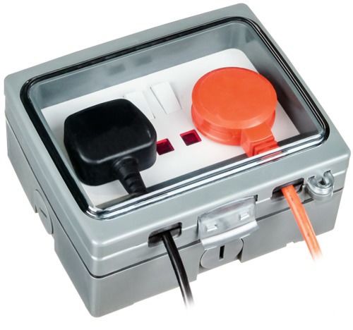 Weathersafe Vision Twin Gang 13A Switched Socket 2 Gang Grey