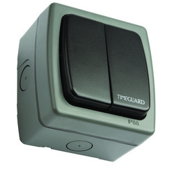Weathersafe Vision Twin Gang 2-Way Outdoor Switch (SP) 2 Gang Grey