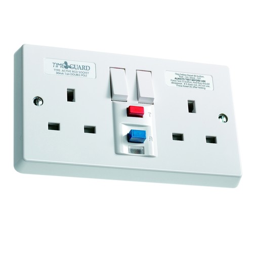 RCD Double Non-Latching Socket 2 Gang White