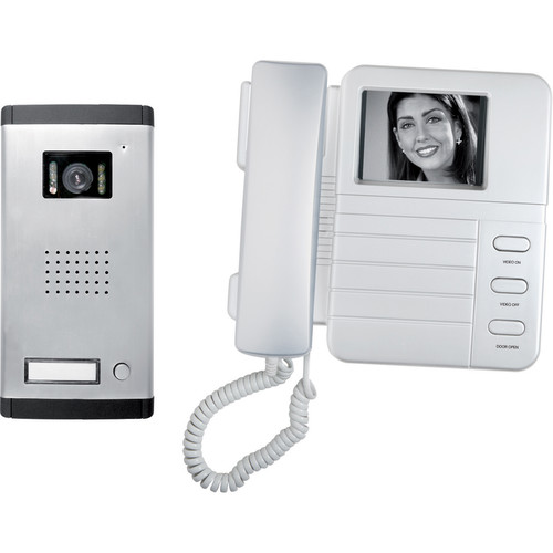 Black and White Video Door Phone and Intercom 1 Channel Silver / White