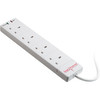 Surge Protected Socket Strip 4 Way White