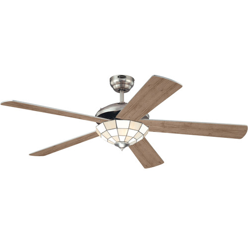 Tiffany II Ceiling Fan Brushed Nickel with Antique Pine/White Blades 1320mm 3 x 60W