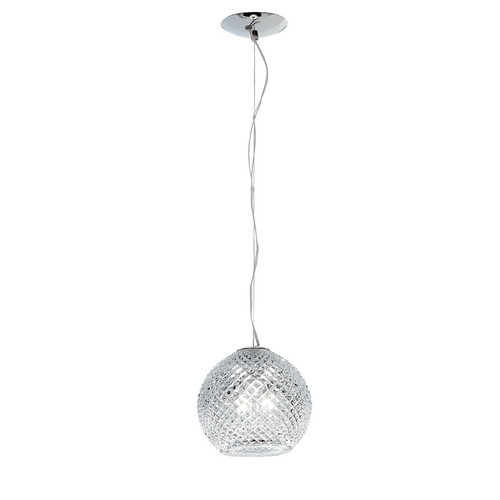 Diamond Small Pendant Light 240V 75W Polished Chrome / Glass