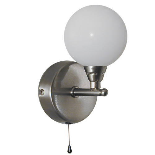 Ball Arm Pull Bathroom IP44 Wall Light Nickel 25W