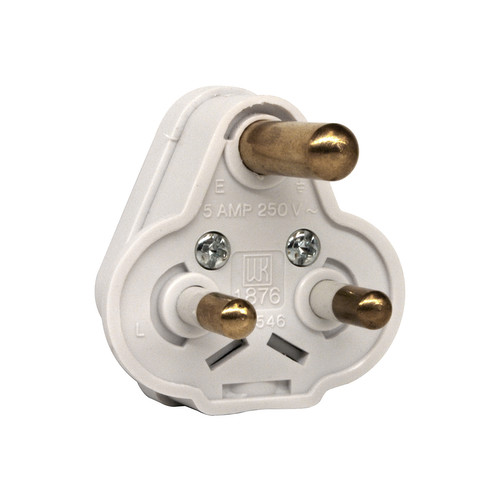 Round Pin Plug White 5A