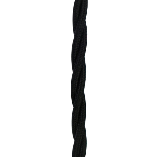 Braided Cloth Triple Twisted 3 Core Round Flex Cable 0.75mm² Black